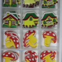 供应蛋糕西点巧克力装饰 卡通系列：KT-019 房子蘑菇